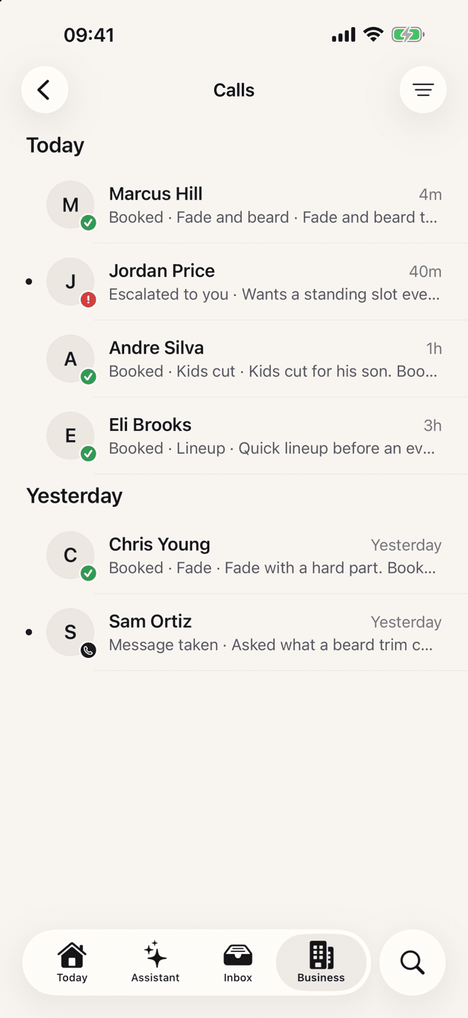 Calls in the Marlo app