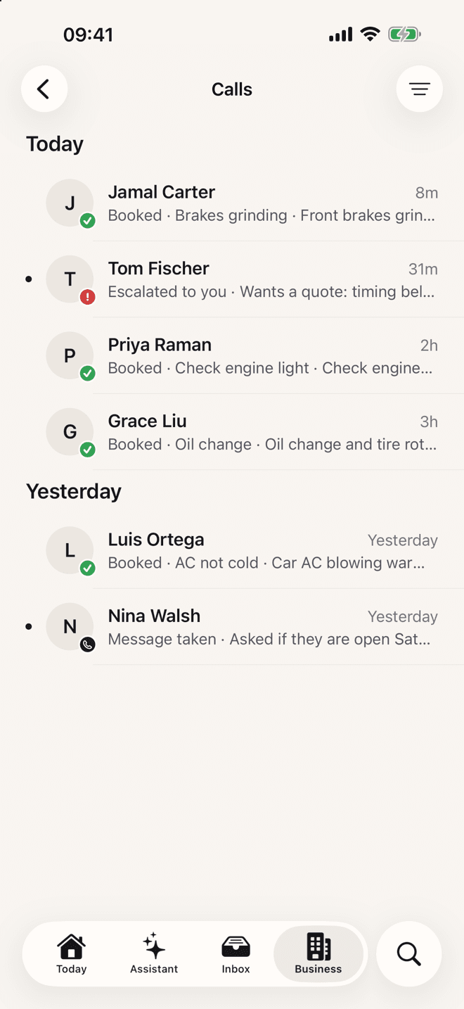 Calls in the Marlo app