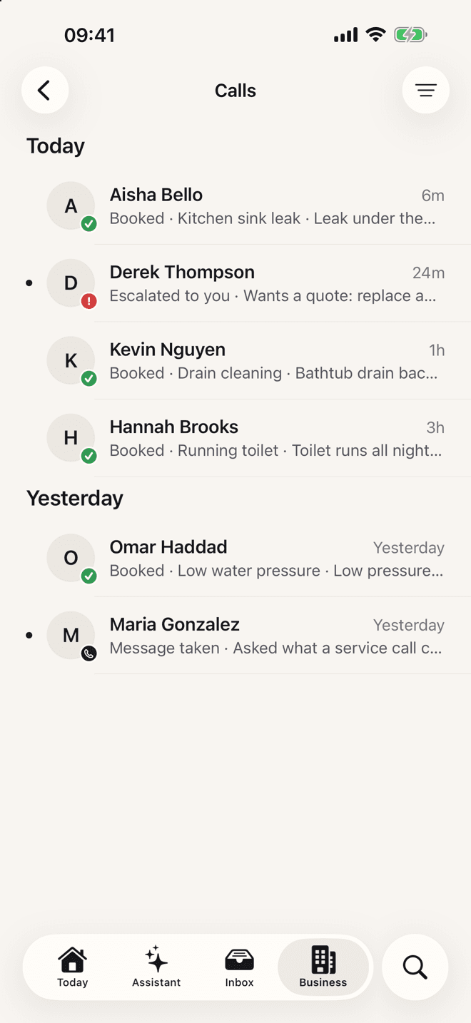 Calls in the Marlo app
