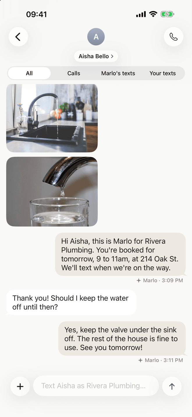 A text conversation Marlo handled