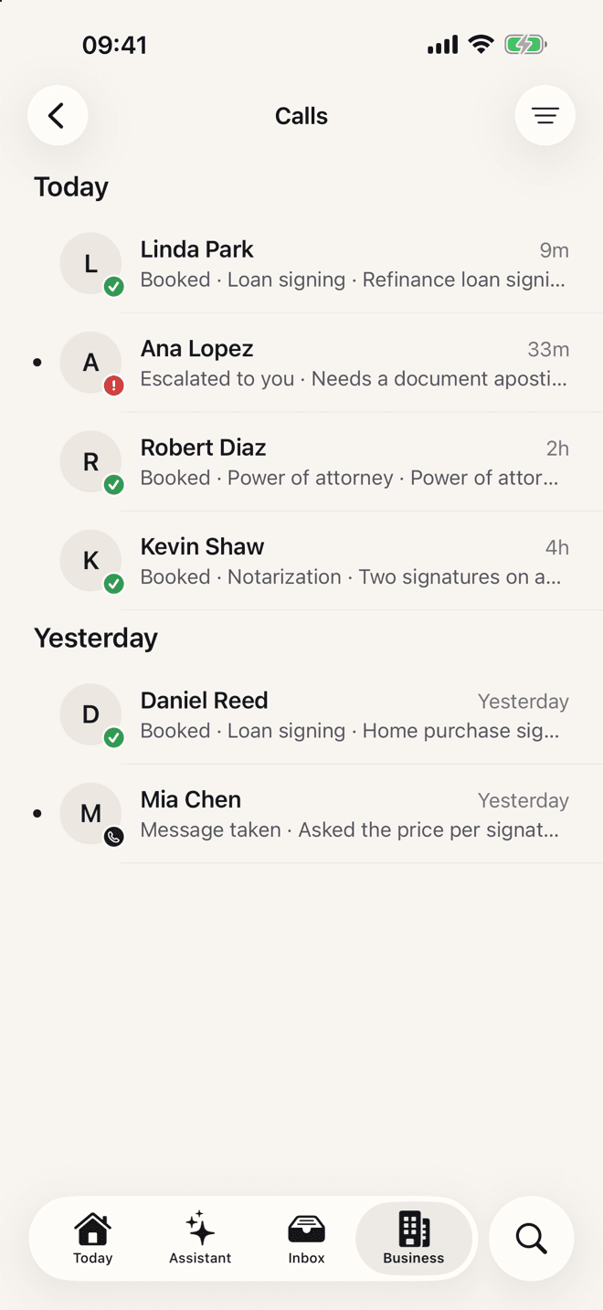 Calls in the Marlo app