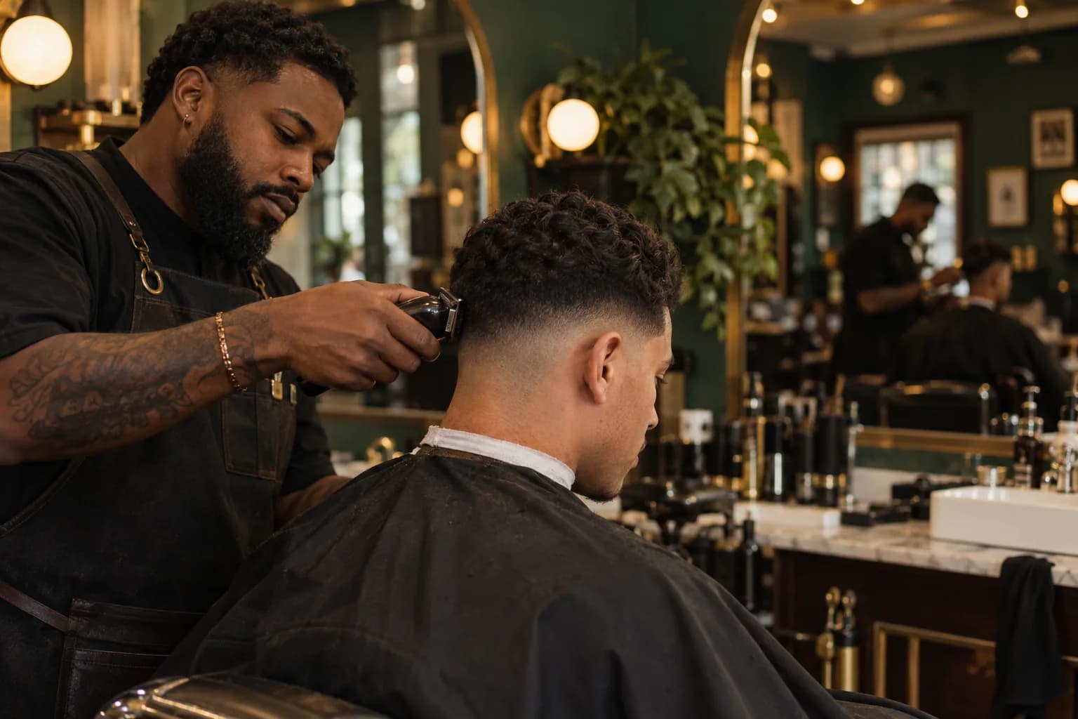 A barbershop pro at work