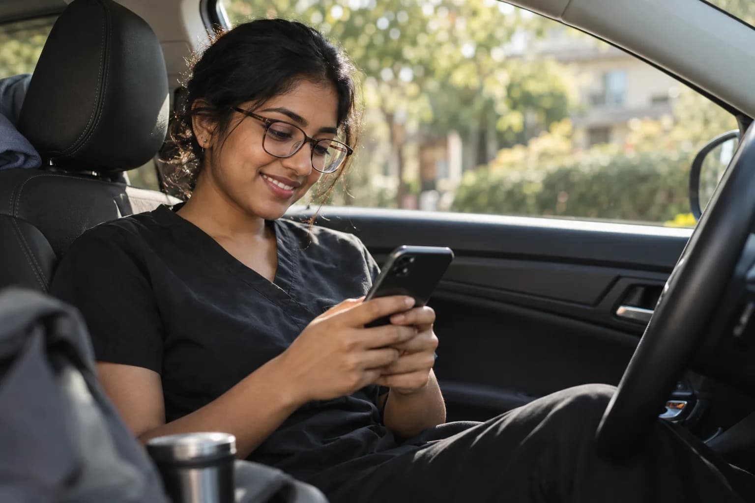 A computer repair pro checking the Marlo app between jobs