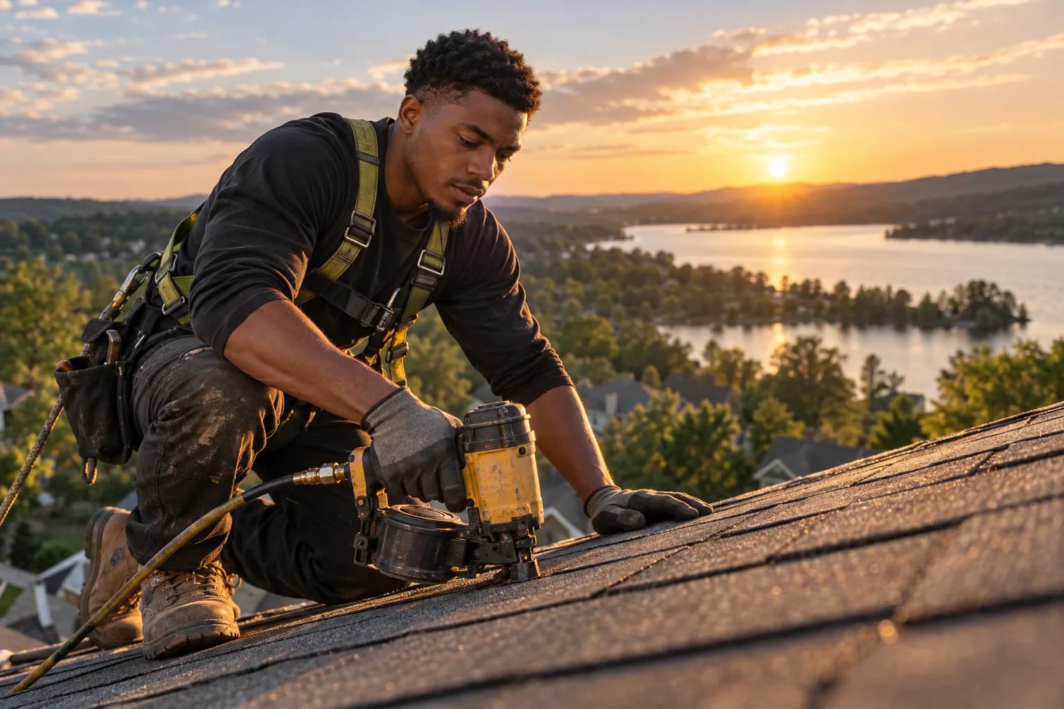 A roofing pro at work