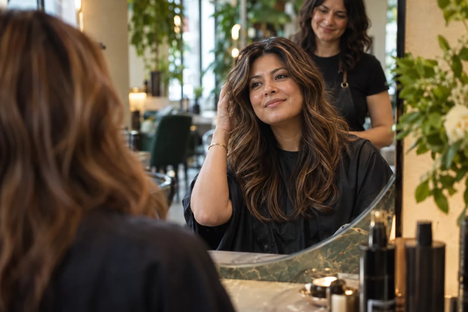 A salon customer on the phone