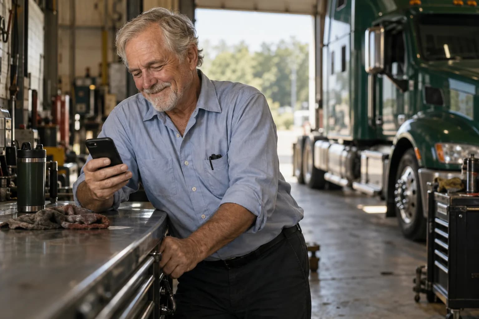 A car service pro checking the Marlo app between jobs