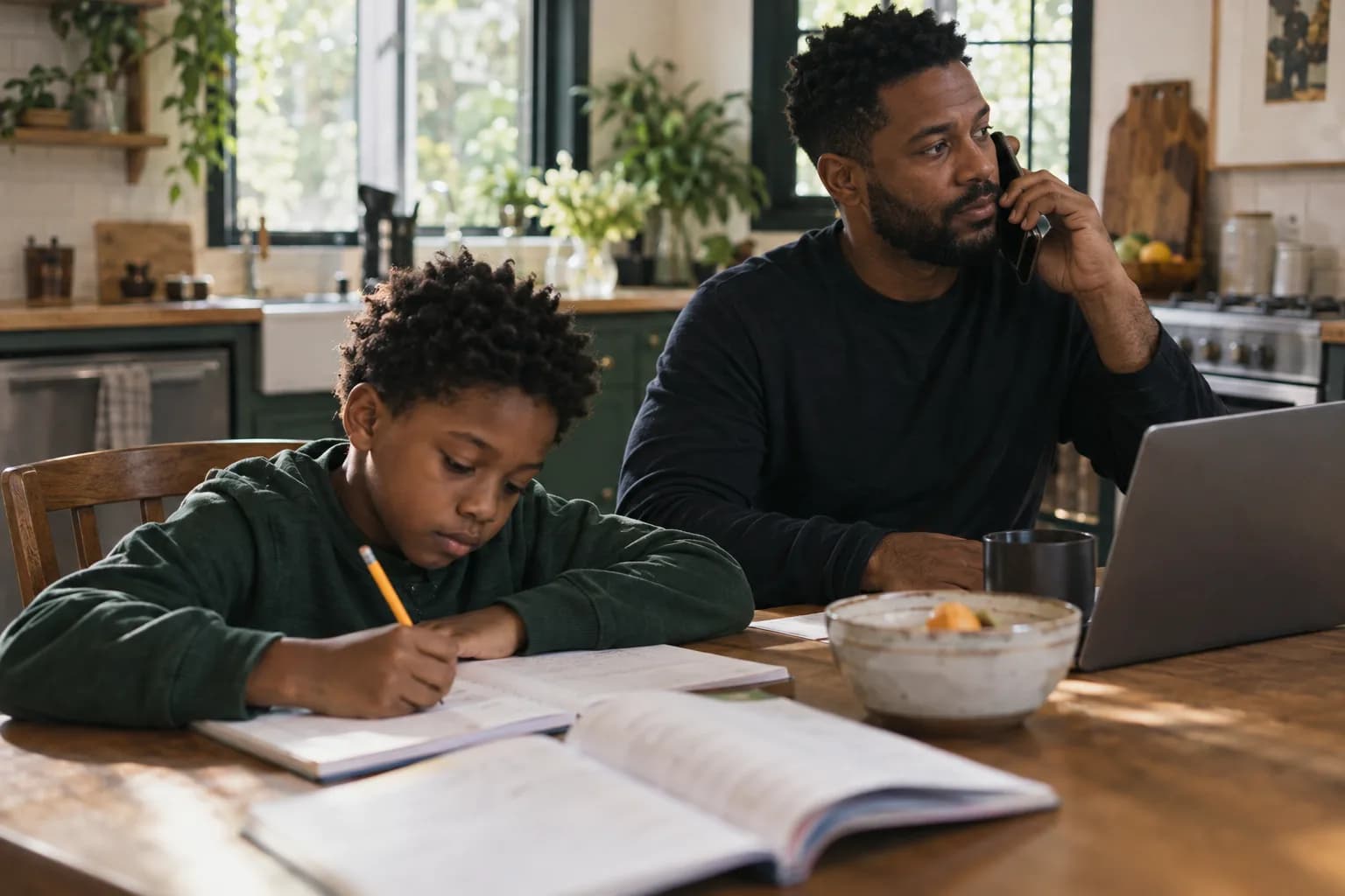 A tutoring customer on the phone