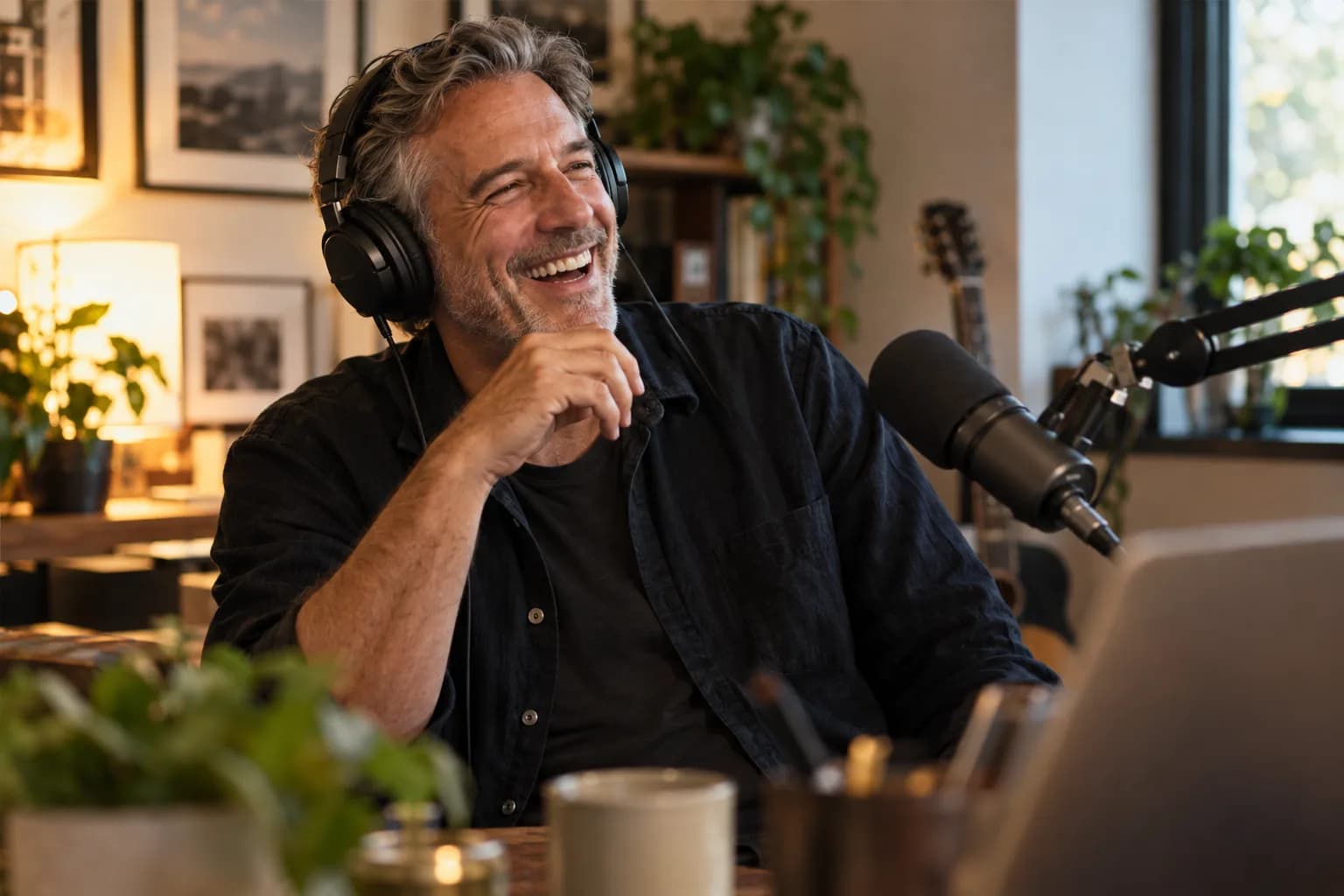 A host recording a show