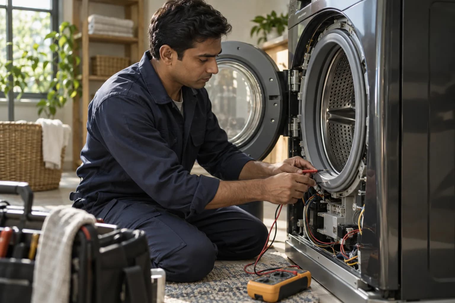 A appliance repair pro at work