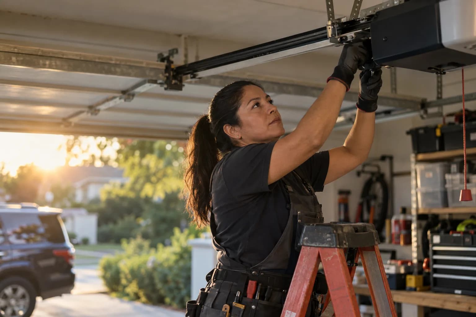A garage door pro at work