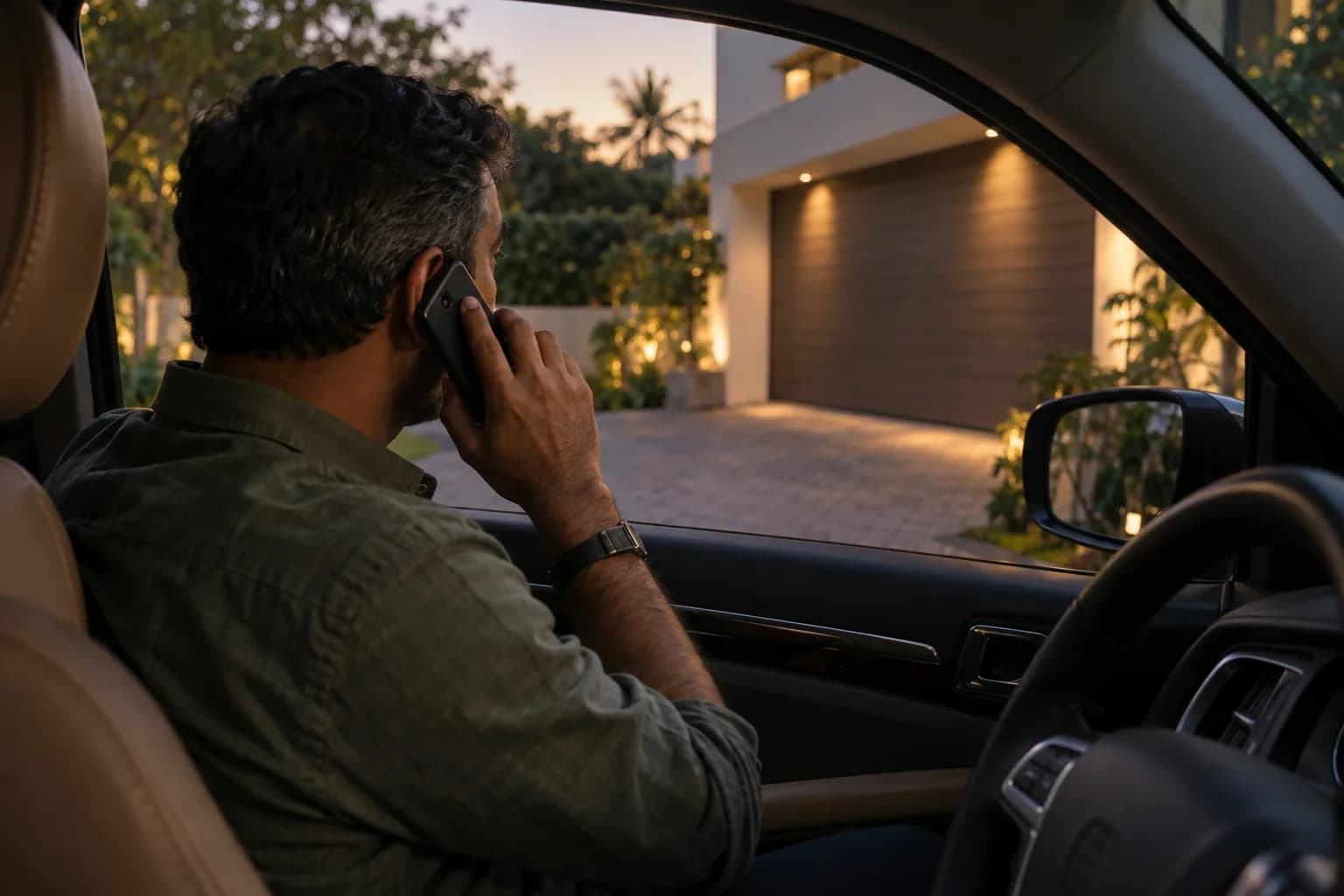 A garage door customer on the phone