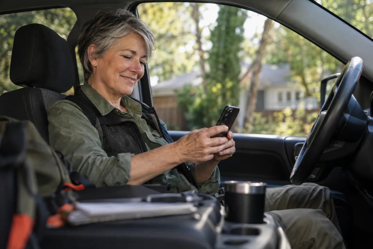 A home inspection pro checking the Marlo app between jobs