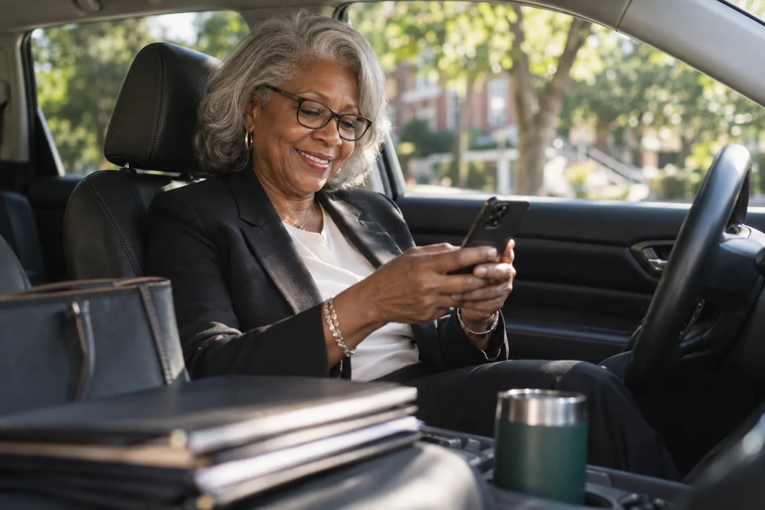 A notary pro checking the Marlo app between jobs