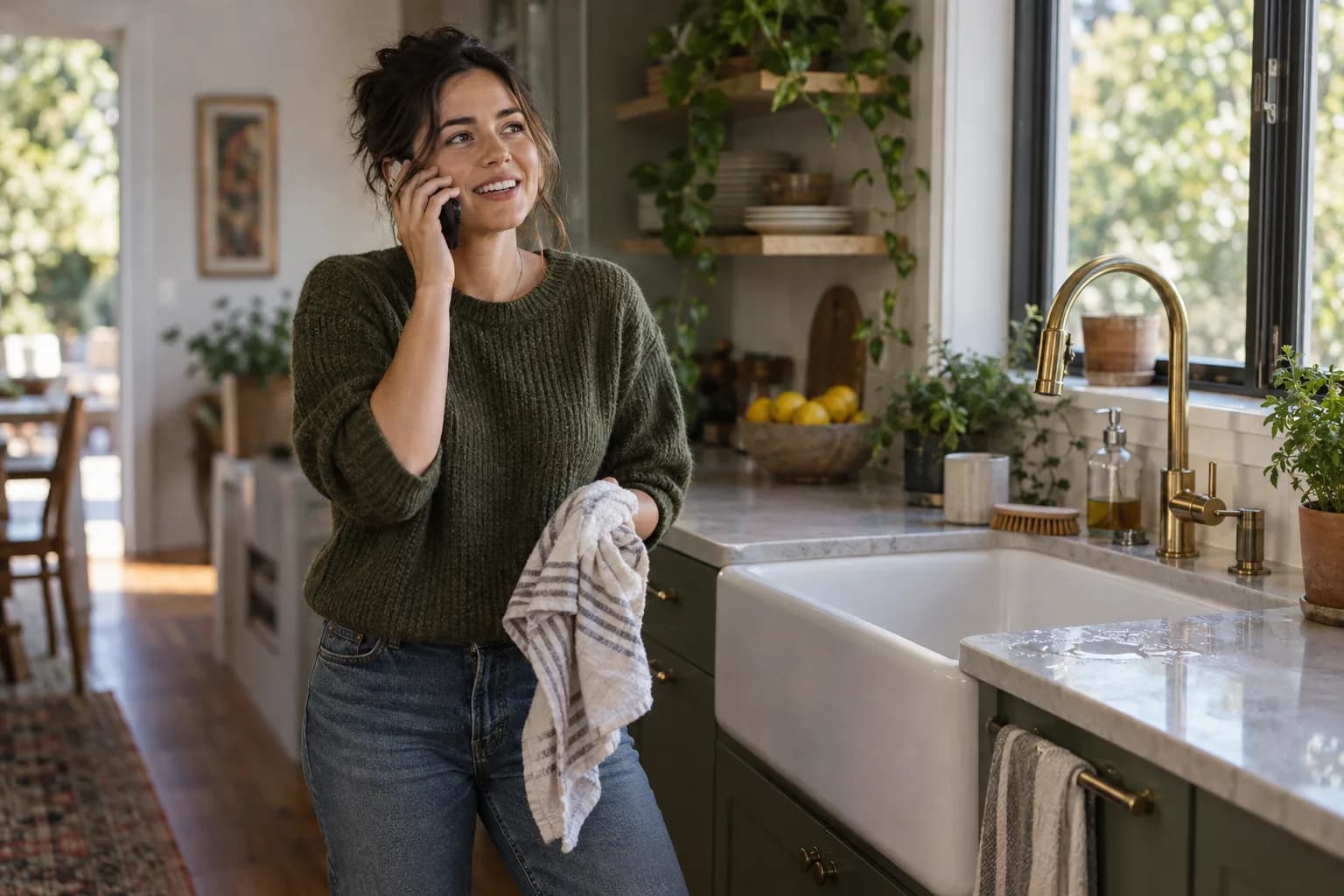 A plumbing customer on the phone