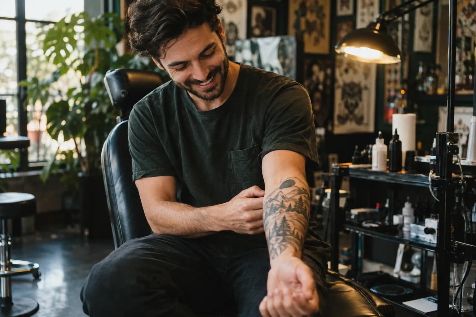 A tattoo customer on the phone